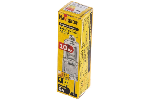 Лампа галогенная (низковольтная) Navigator JC Капсула G4 12В 10Вт 3000К Прозрачная картинка 